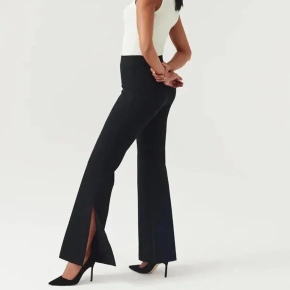 SPANX Womens 1X Black Kick Slit Flare Pants Plus Size Athleisure Business Casual - Picture 2 of 12